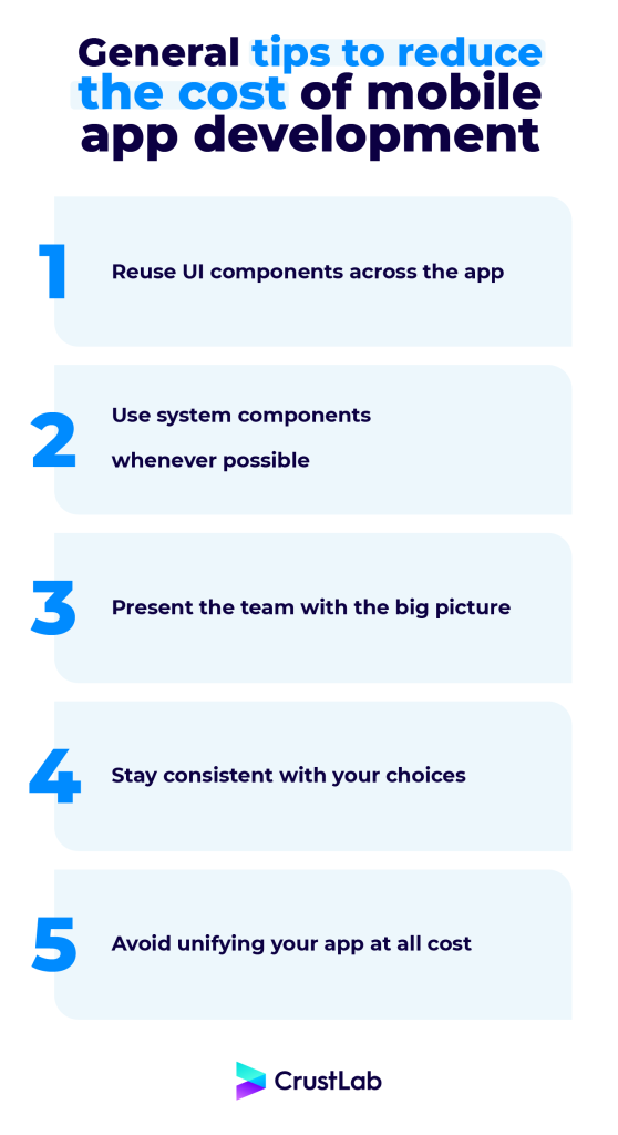 general tips to reduce the cost of mobile app development